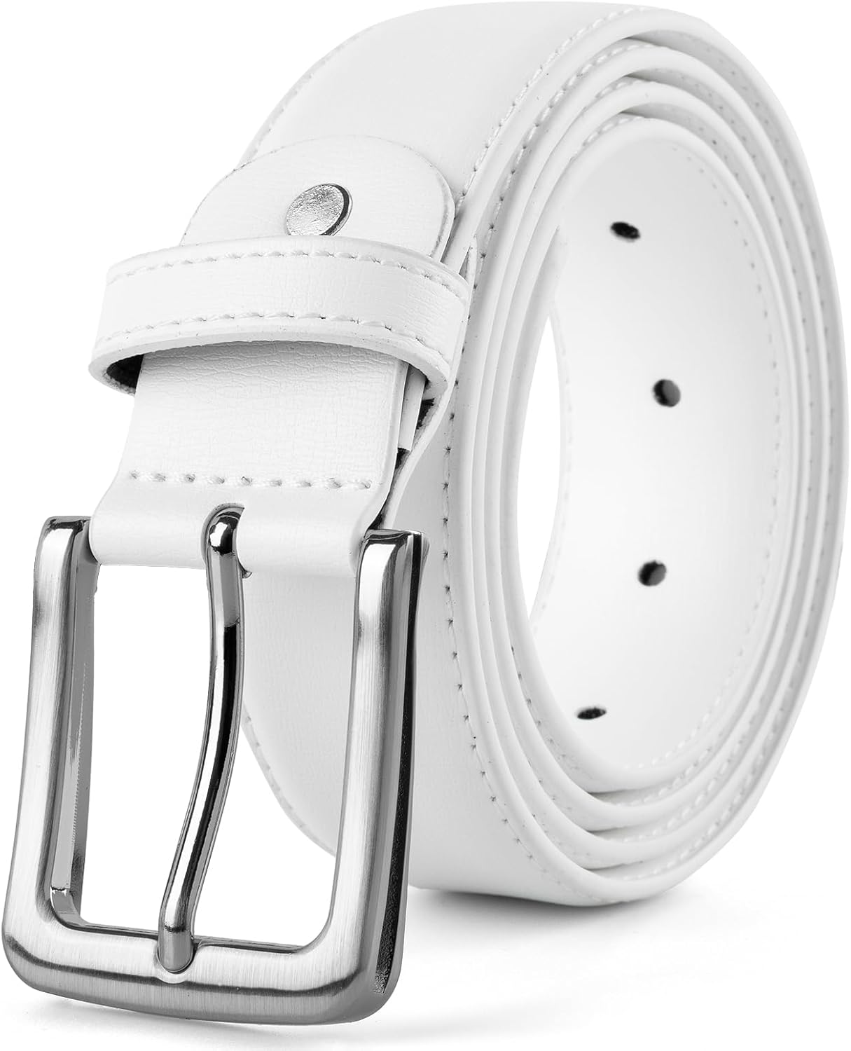 maikun Mens Black Leather Belt, Casual Dress Belts For Men, Classic Design Pin Buckle