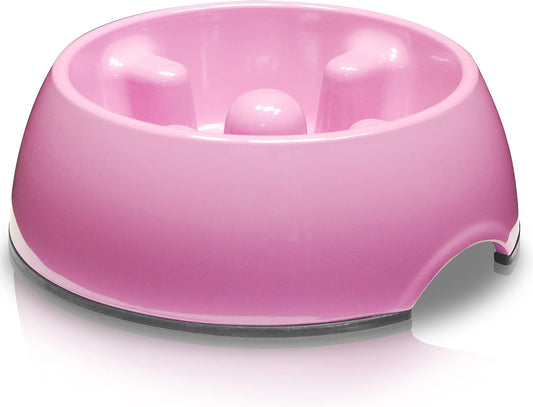 Dogit Go Slow Anti-Gulping Dog Dish, Slow Feeding Dog Bowl Suitable for Wet or Dry Food, Small, Pink