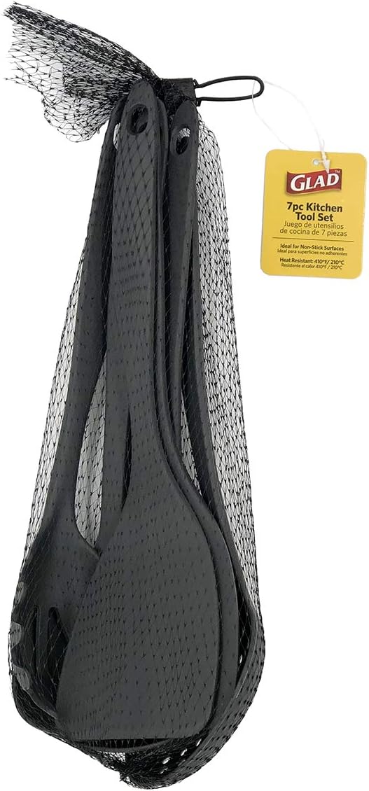 Glad Cooking Kitchen Utensils Set – 7 Pieces, Nylon Tools for Nonstick Cookware, Gray