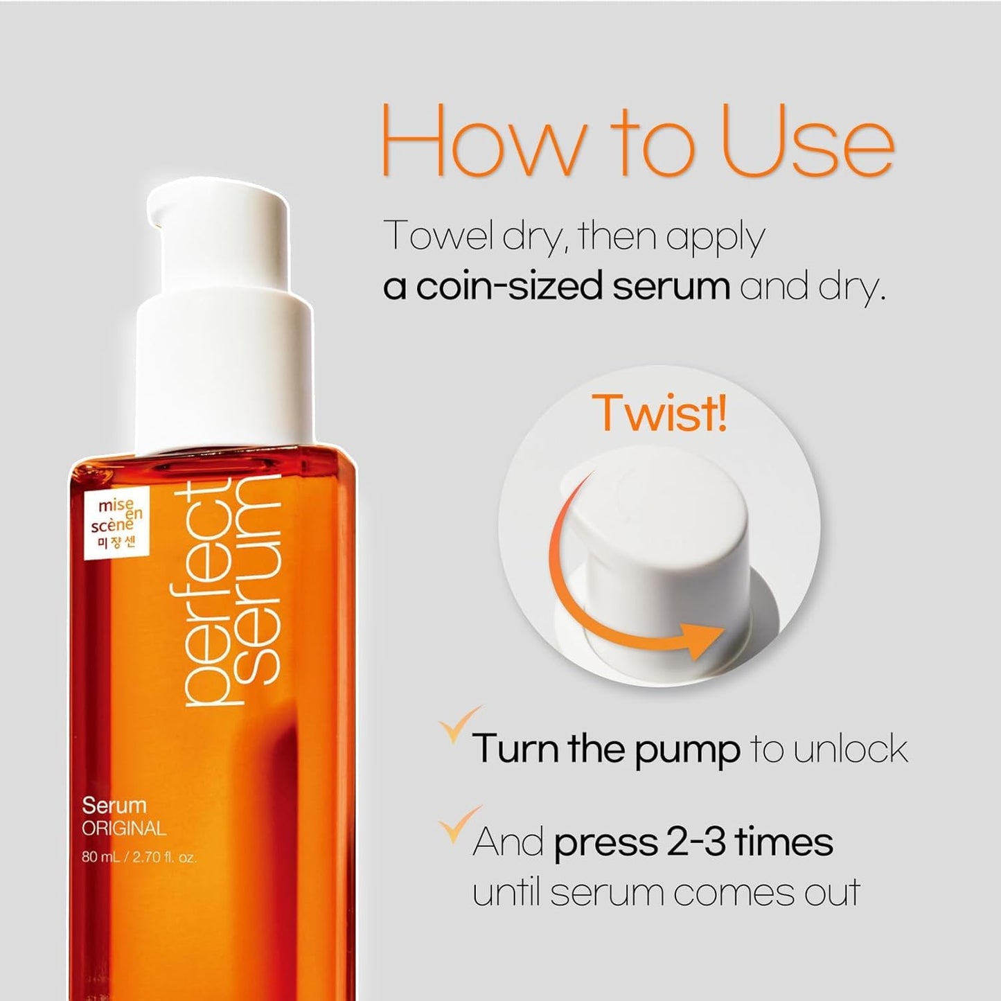 Mise En Scene Perfect Serum Original - Heat Protectant Hair Oil for Frizzy & Dry | Argan Oil | Visibly Smooths & Softens | Add Shine All Hair Types | Damage Repair | Fruity Floral Scent, 2.7 Fl Oz.