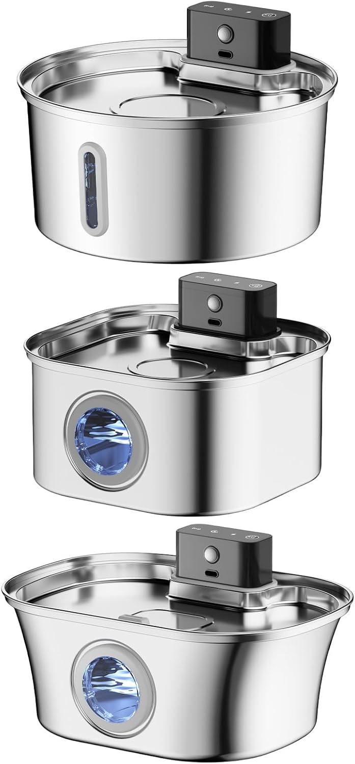 Rechargeable Cats Water Fountains Stainless Steel Cats Drinking Fountains for Home and Outdoor Activity Quiet Cats Water Dispenser
