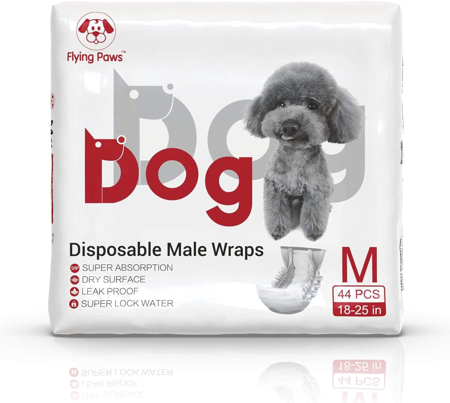 Male Dog Diapers - Absorbent Dog Wraps Belly Bands for Male Dogs with Leak Protection, Excitable Urination, Incontinence, or Marking, Medium 44 Pcs