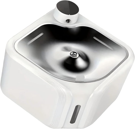 2.8L Automatic Circulating Pet Water Fountain with Stainless Steel Tray and Nonslip Base for Dog Everyday Watering Use Stainless Steel Pet Water Dispenser