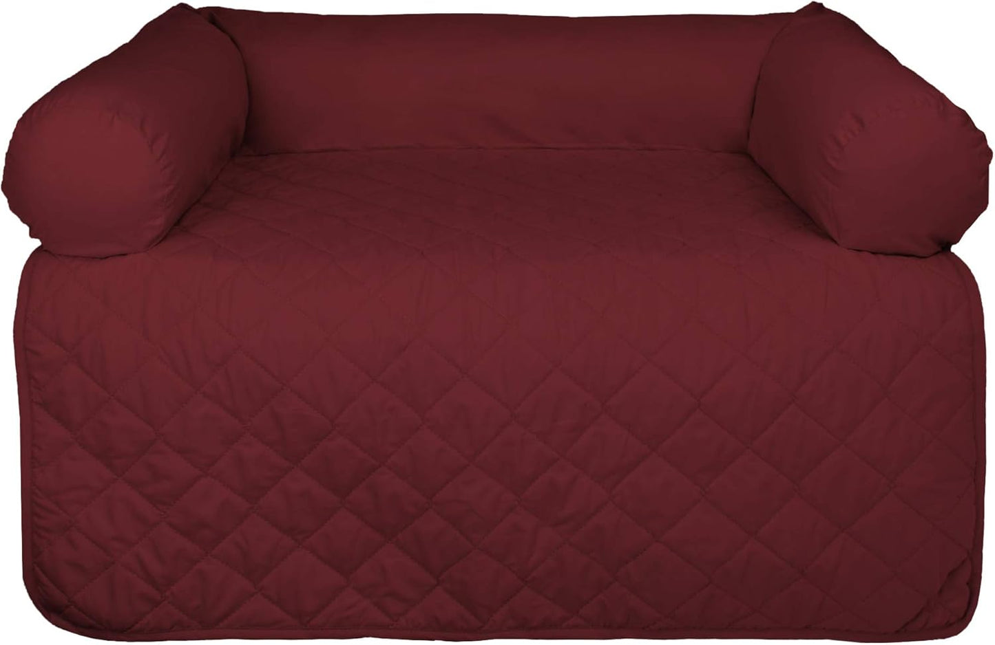 E-Living Store Pet Furniture Protector Non-Slip Water-Resistant Cover for Dogs and Cats with 3-Sided Bolster Soft Fabric - Medium, Cranberry