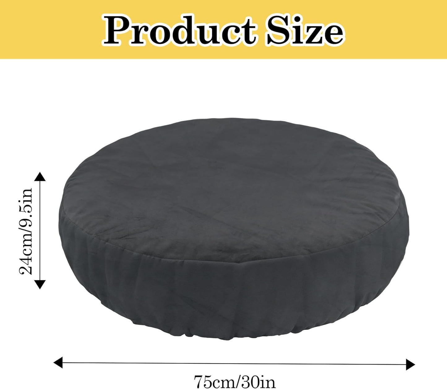 Klmnop Washable Round Dog Bed Cover, 30x30x9.5 Inch Waterproof Replacement Cover with Soft Plush Fabric, Fits Most Round & Donut Dog Beds(Grey)
