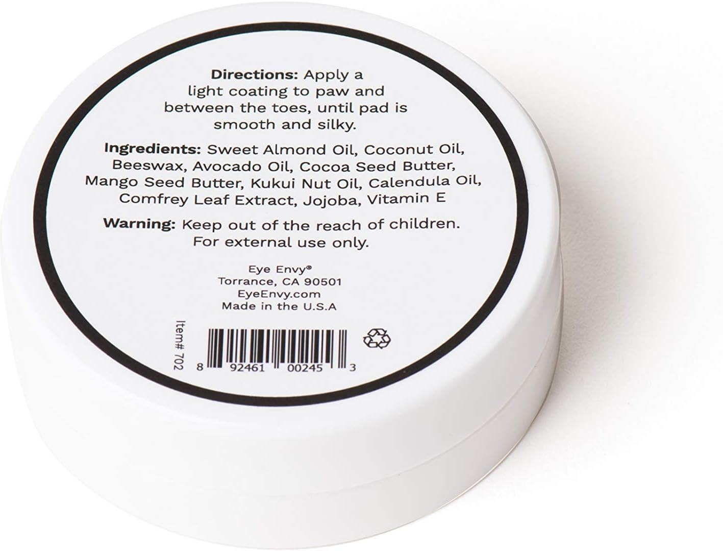 Eye Envy On The Paw Therapy Balm - 100% Natural Dog Products, Nourish and Heal Cracked Paws, Protect Against Heat, Salt, Snow, 1.45oz