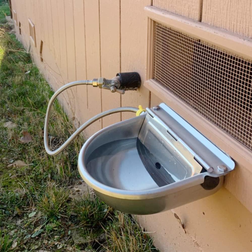 Automatic Livestock Waterer, Stainless Steel Automatic Cow Drinking Water Bowl with Water Hose (3/4'') and Float Valve for Cattle Horse Goat Sheep Animals Pet Waterer Dispenser
