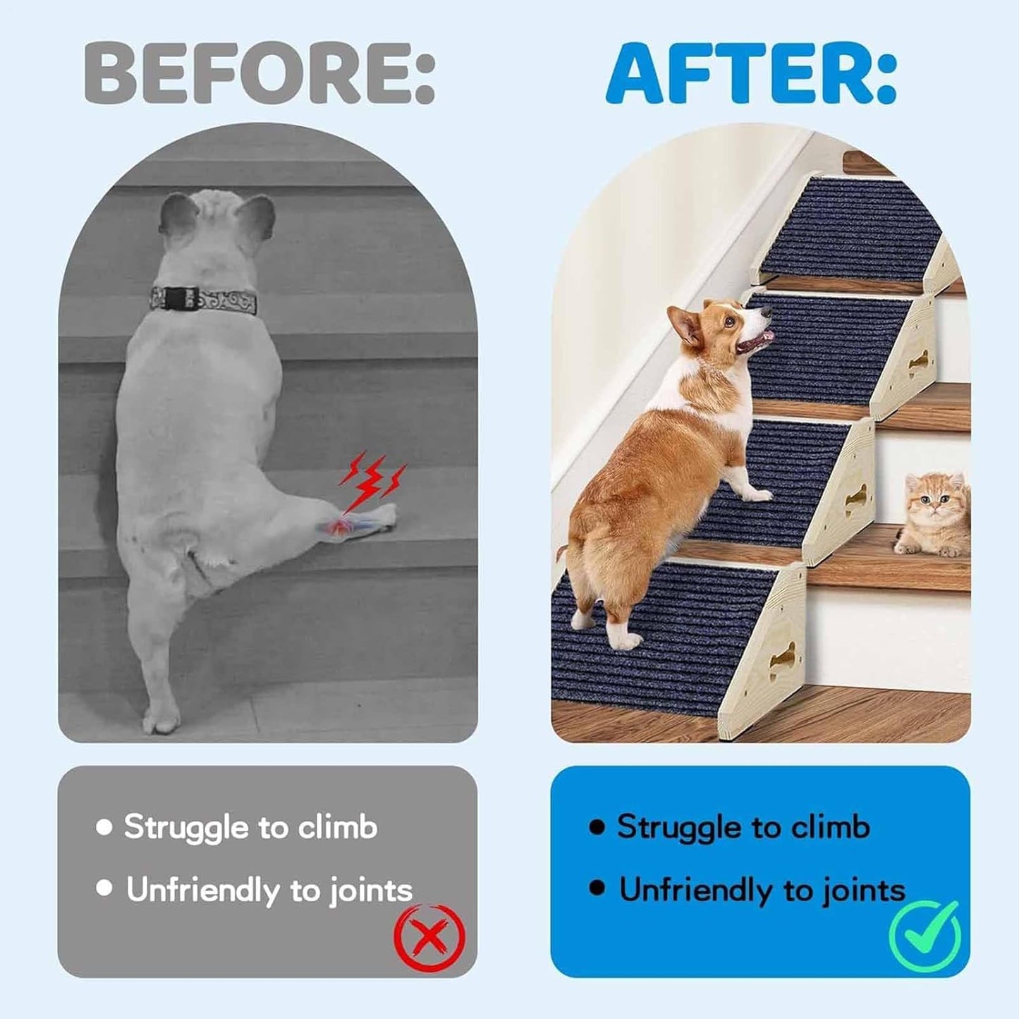 Portable Dog Climbing Ramp, Wooden Safety Stairs, Ergonomic Design with Stable Build, Pet Ramp Accessory for Couch or Sofa, High Bed Ramps with Easy Setup, Indoor Use for Pets