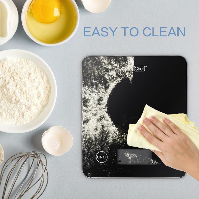 Geek Chef Digital Scale with App, Scale for Food Weight, Smart Food Nutrition Scale, Digital Kitchen Scales, Cooking Tool of Kitchen,1 lb/oz Black Glass