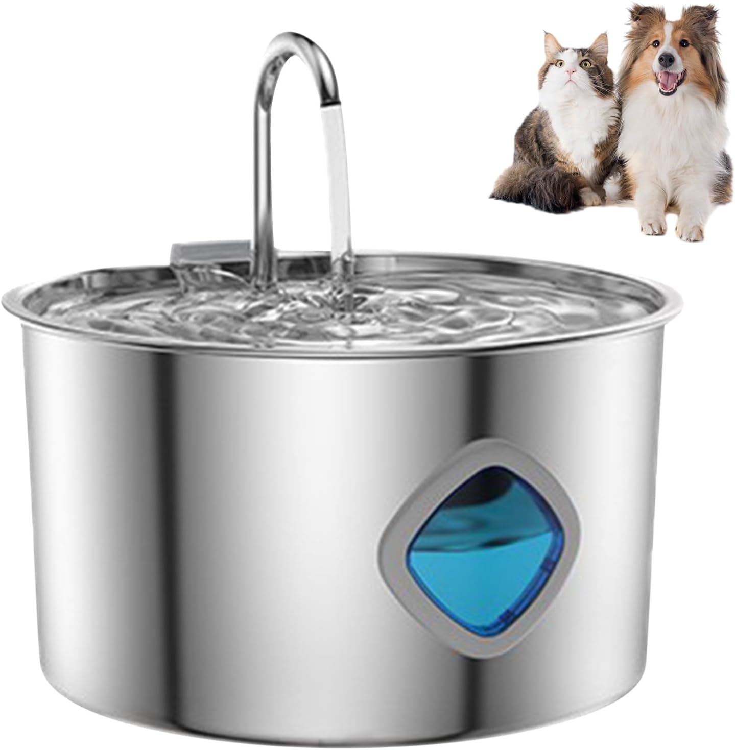Quiet USB-Powered 3.2L Stainless Steel Water Bowl for Dogs/Cats 4-Stage Filtration Systems USB Power Pet Waterer