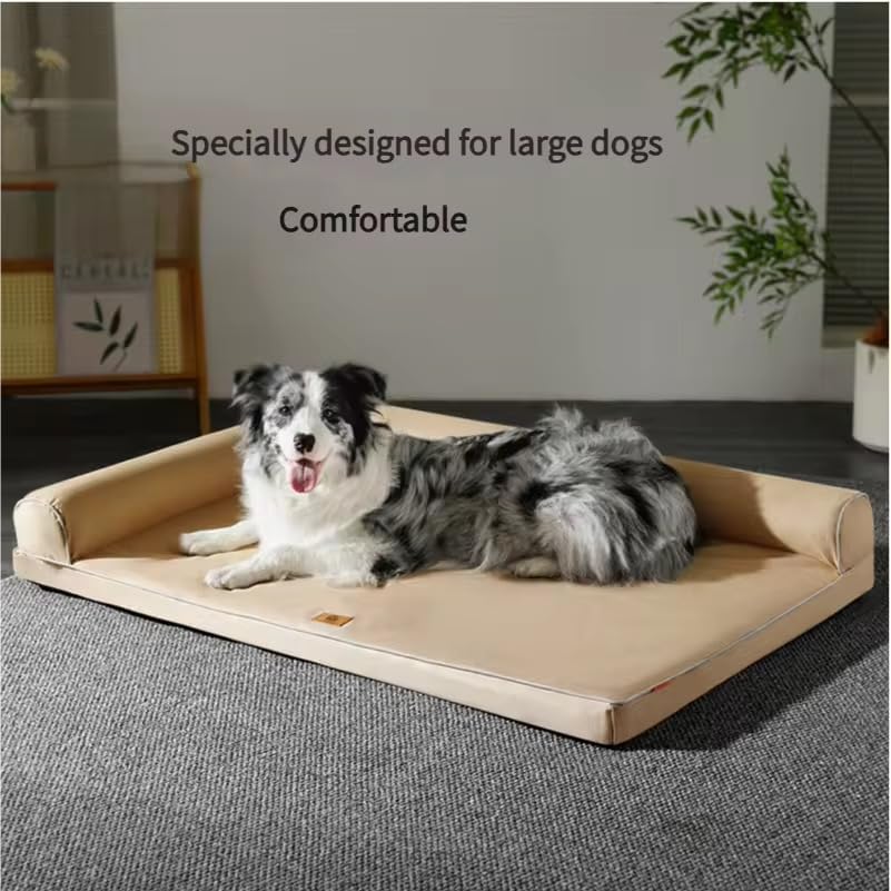Luxury Orthopedic Waterproof pet Bed Washer Safe .Memory Foam Cooling pet mat/Bed (Tan, Small)