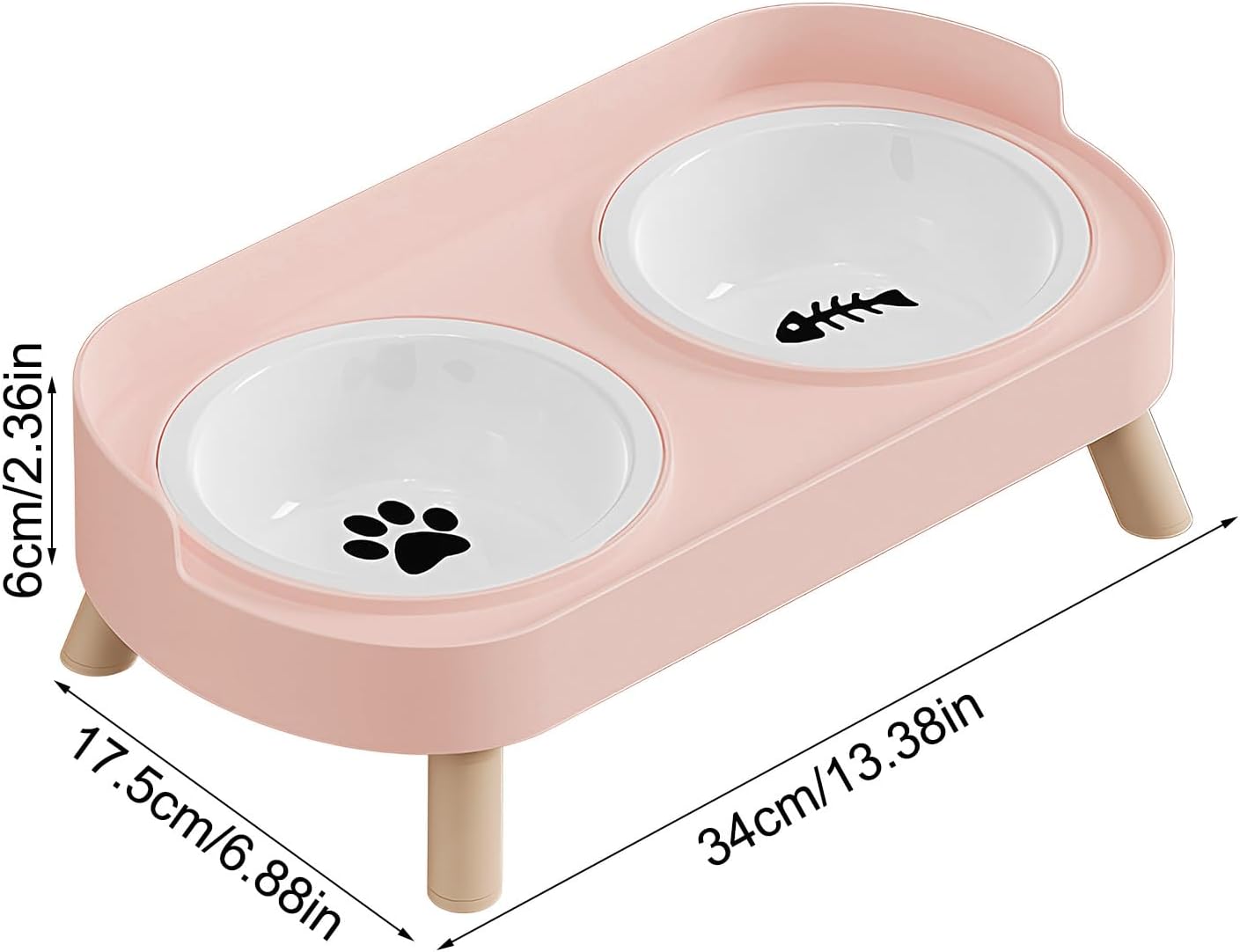 Ceramic Pet Feeder, Non-Slip Elevated Dog Bowls for Puppy Kitten with Stand, Durable Anti-Skid Ceramic Material, Indoor Outdoor Home Office Yard Patio Feeding Solution