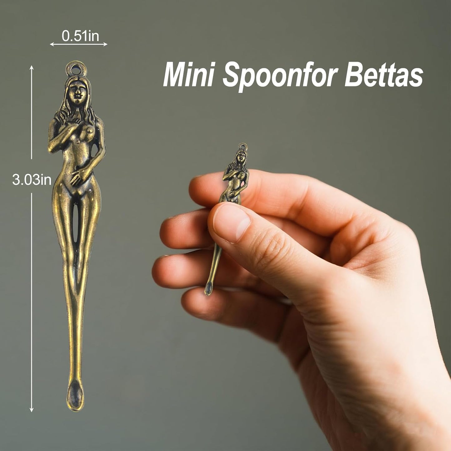 Betta Food Spoon Mini - Tiny Feeding Tool Holds 6-10 Fish Food Pellets Per Scoop, Prevent Overfeeding & Easy Clean Aquarium Tool, Betta Fish Tank Accessories,6Pcs, Brass