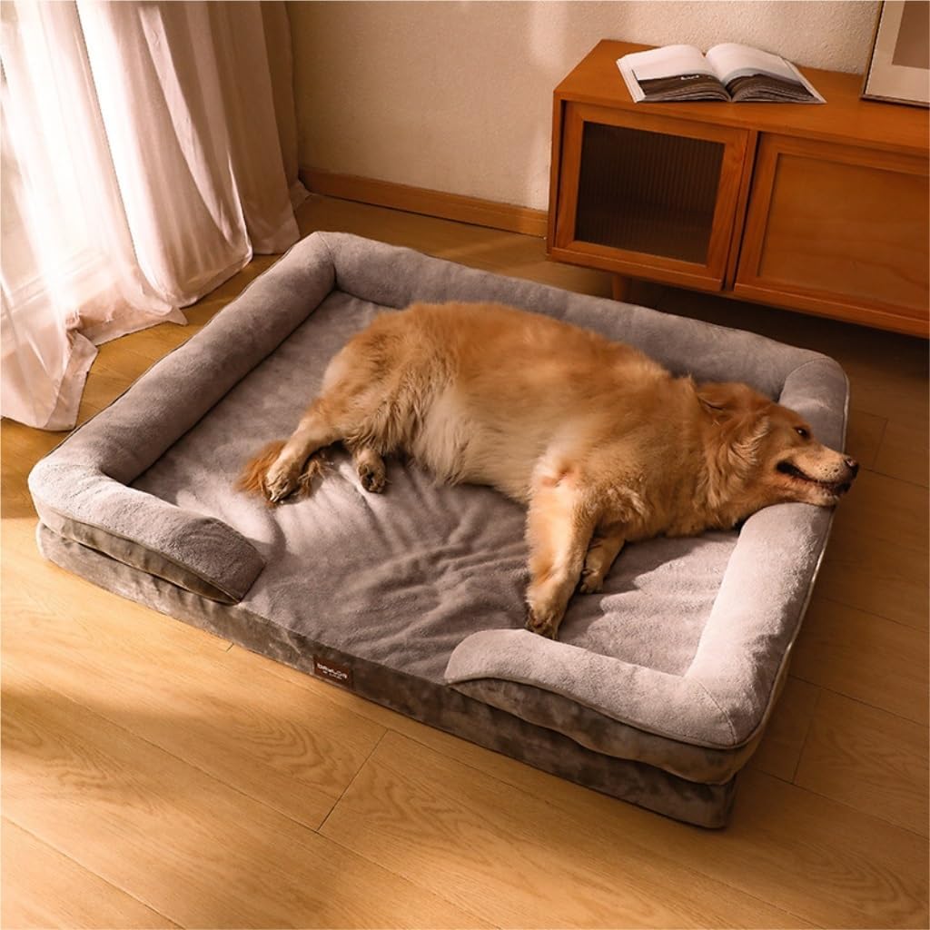Dog Bed Creative Kennel Four Seasons Warm Removable and Washable Mattress Medium and Large Dog Sleeping Pad for Sleeping Pet Bed (Color : Coffee Color, Size : 85 * 60 * 17cm) (Gray 100*80*17cm)