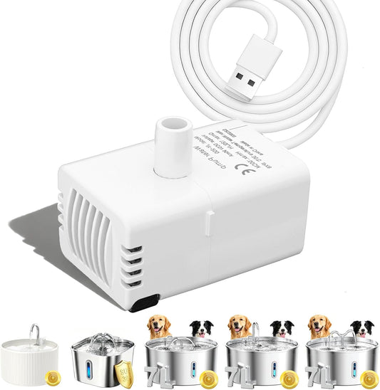 Cat Water Fountain Pump Replacement for 2.2L Ceramic Cat Water Fountain, 2.2L Stainless Steel Cat Water Fountain & 7L Dog Water Fountain, Ultra Quiet Long Lifespan Water Pump (PUC03)