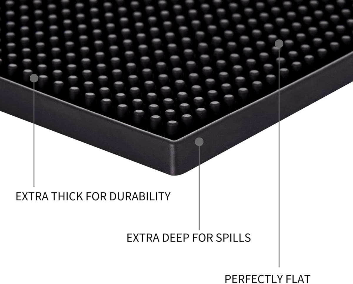 Bar Mat for Cocktail and Coffee Bar 6" x 12" Rubber Bar Service Spill Mat for Cocktail Bartender Coffee Bar or Countertop Mats Glass Drying Mat