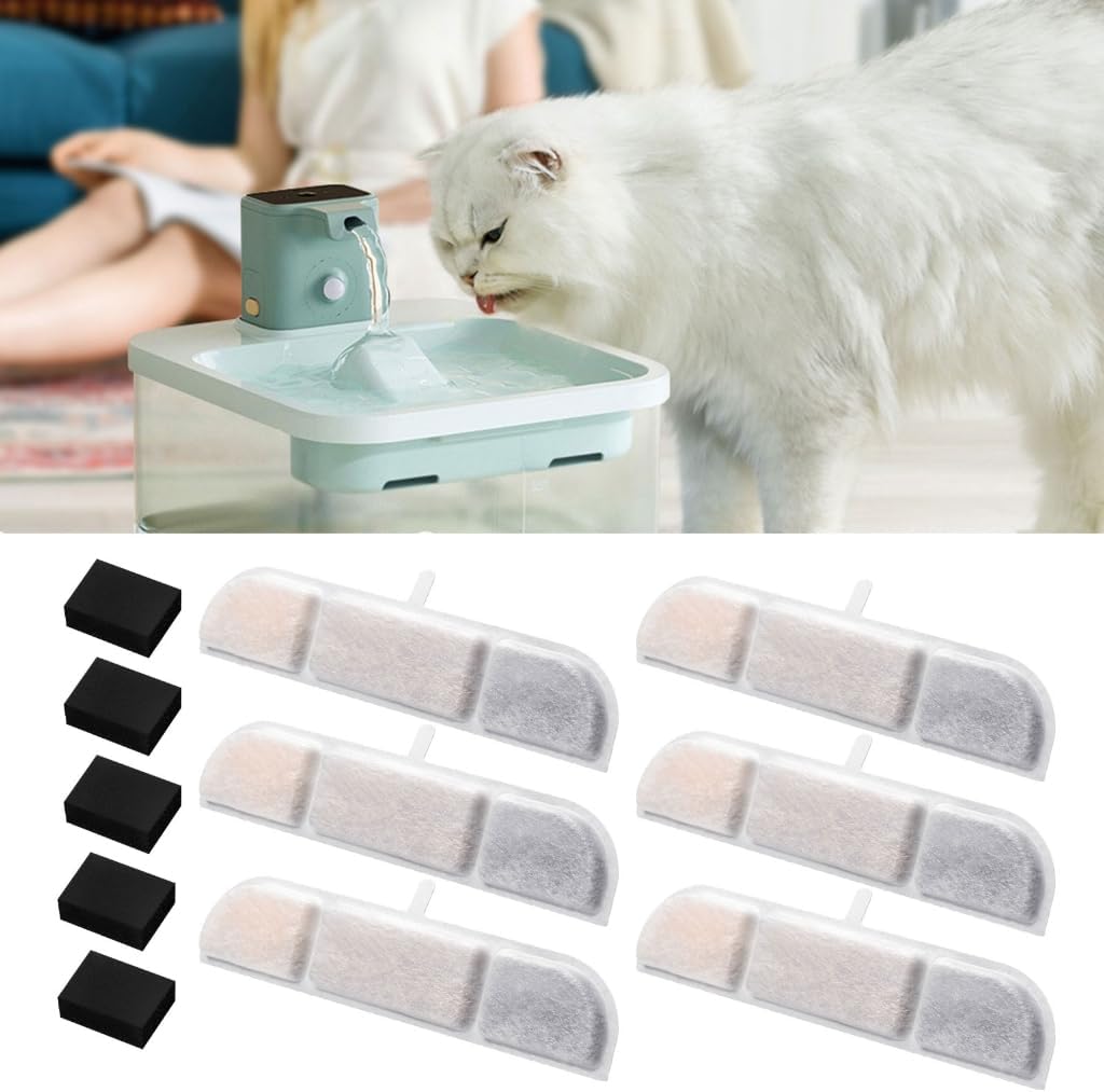 6PCS Cat Fountain Filter Sponges Dog Water Dispenser Filtration System Filters