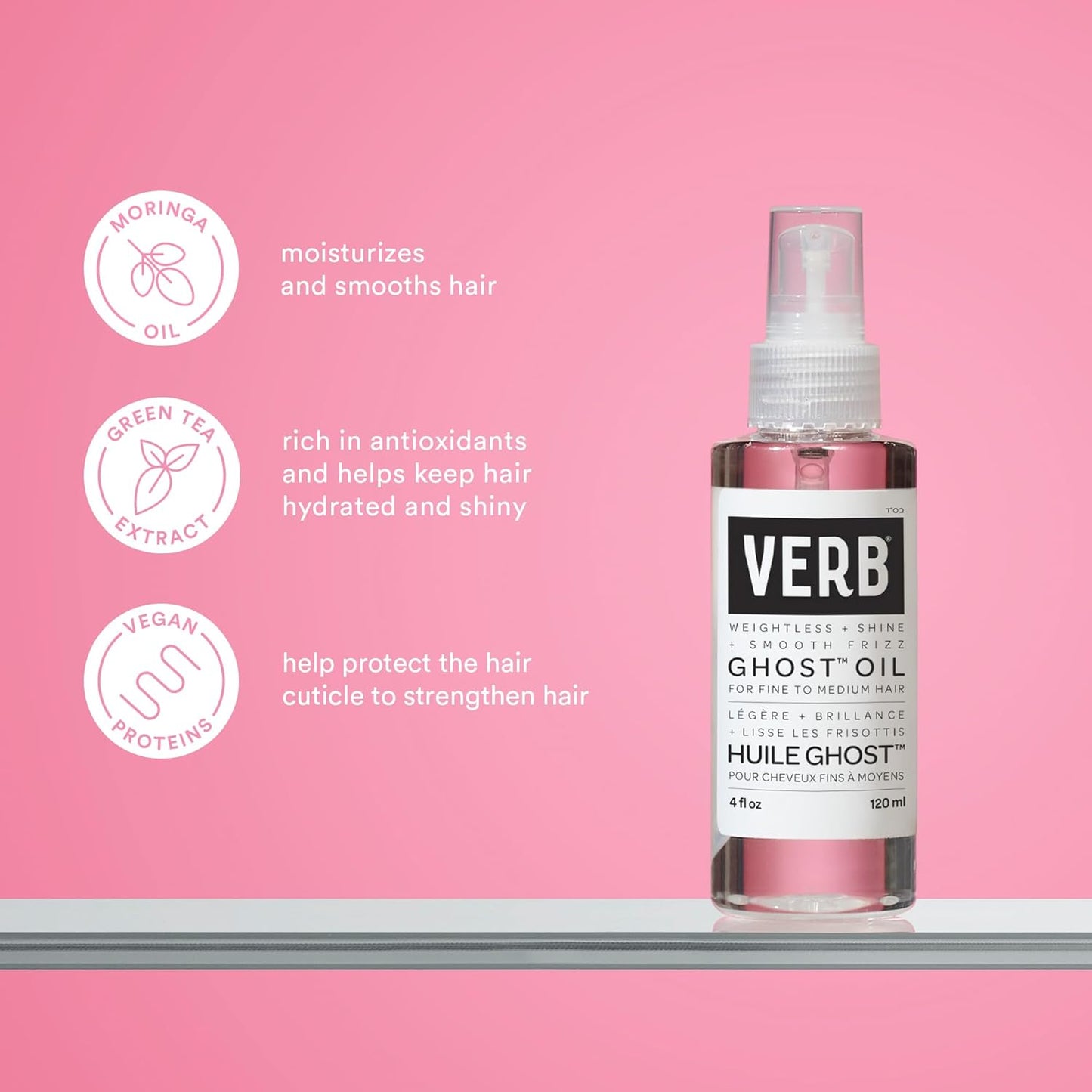 VERB Ghost Oil - Weightless Hair Oil for Fine to Medium Hair - Smooths Frizz, Adds Shine - No Parabens, Gluten or Harmful Sulfates