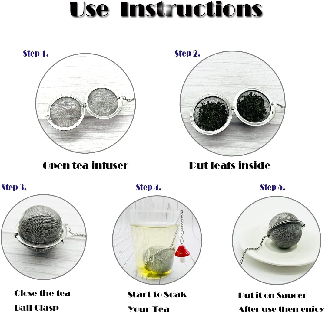 Cute Tea Infuser, Mushroom Pendant Tea Ball Tea Filter Cute Stainless Steel Ball Mesh Strainer for Loose Tea and Spices & Seasonings (Red Mushroom)