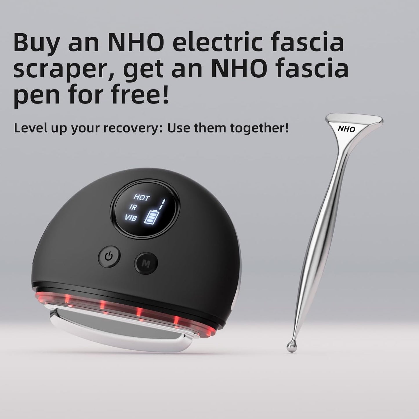 NHO Electric Fascia Knife, Heating and Vibration, Muscle Scraper Tool, Fascia Blaster, Fascia Tool Massage Tools for Deep Tissue, IASTM, Trigger Point Massage Tool, Gua Sha, Myofascial Release Tool