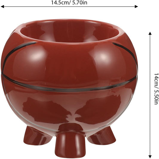 Milisten Ceramic Pet Bowl Dog Food Holder Sports Style Raised Feeder Bowl Basketball Design for Puppy and Dog Feeding