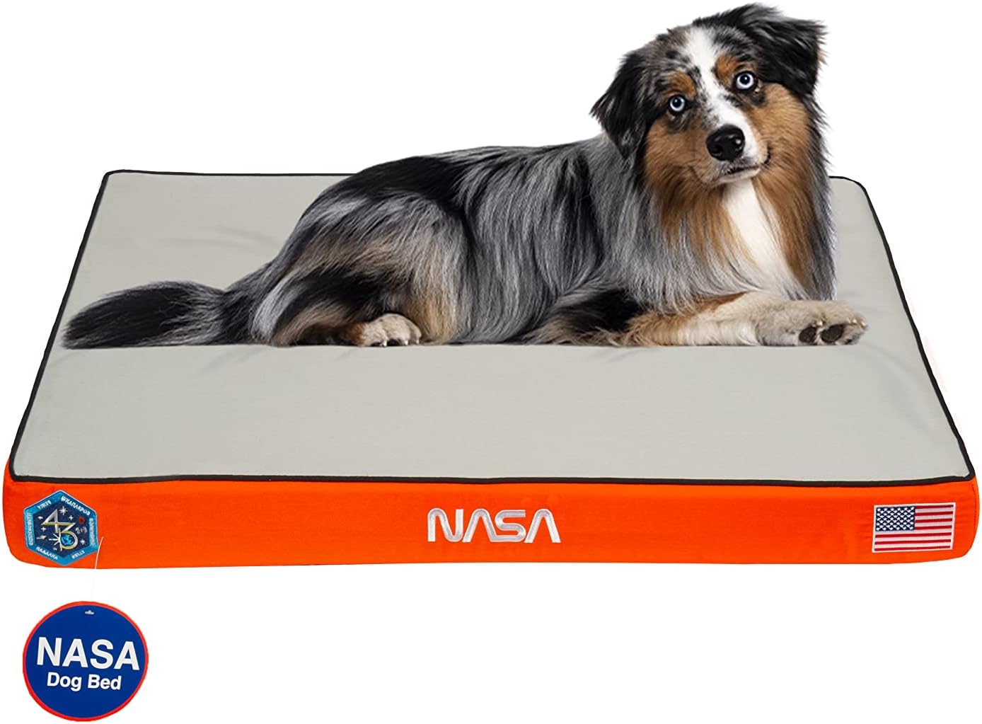 NASA Limited Edition Dog Bed by Wag, Large Astro Orange