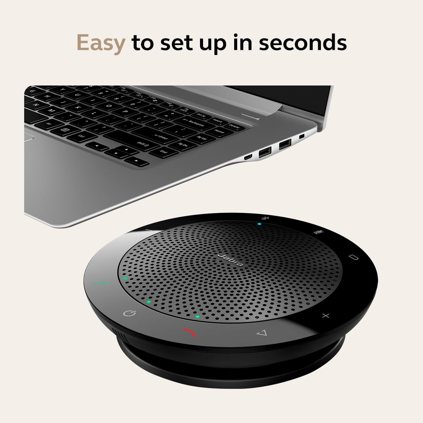 Jabra Speak 510 (2025 Edition) Portable, USB or Wireless Bluetooth Speaker for Meetings and Calls with Crystal-Clear Sound, Works with All Meeting Platforms - Microsoft Teams, Google Meet, Zoom, Black