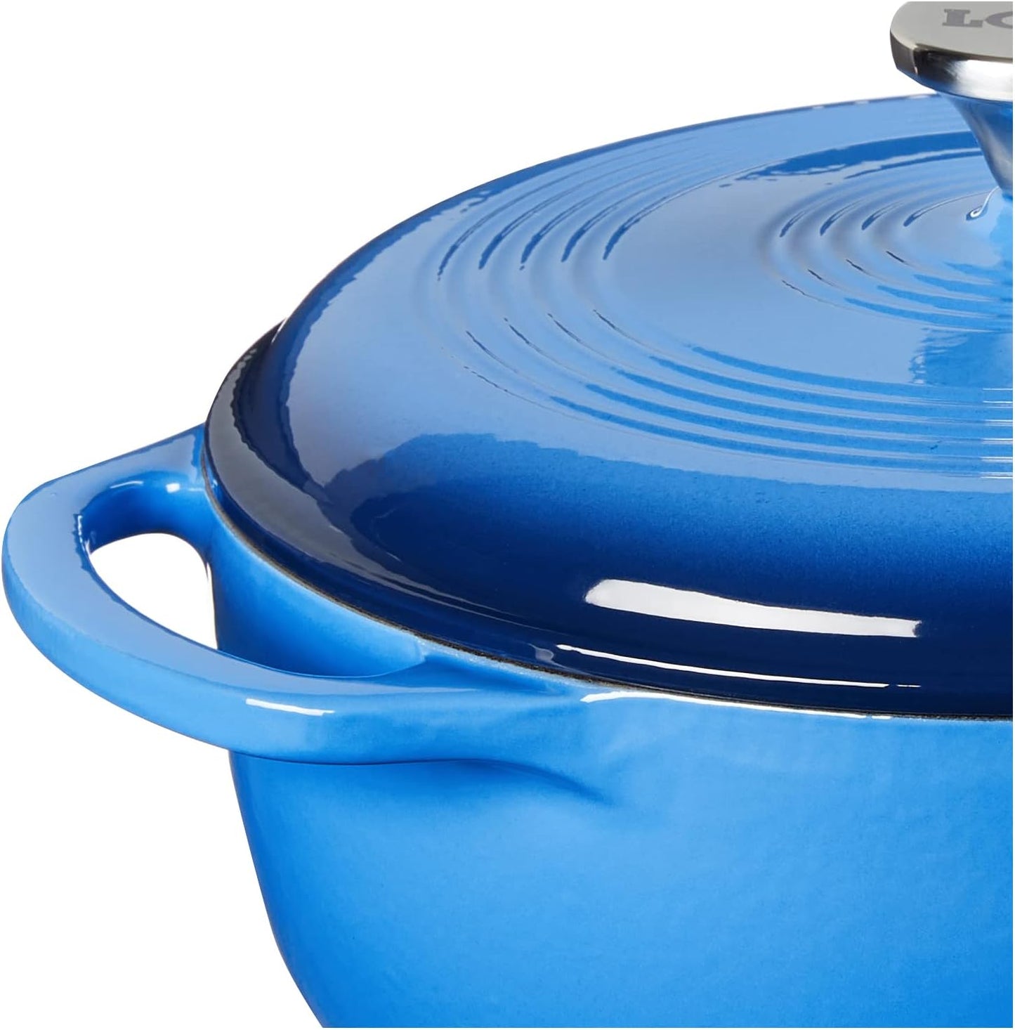 Lodge 4.5 Quart Enameled Cast Iron Dutch Oven with Lid – Dual Handles – Oven Safe up to 500° F or on Stovetop - Use to Marinate, Cook, Bake, Refrigerate and Serve – Caribbean Blue