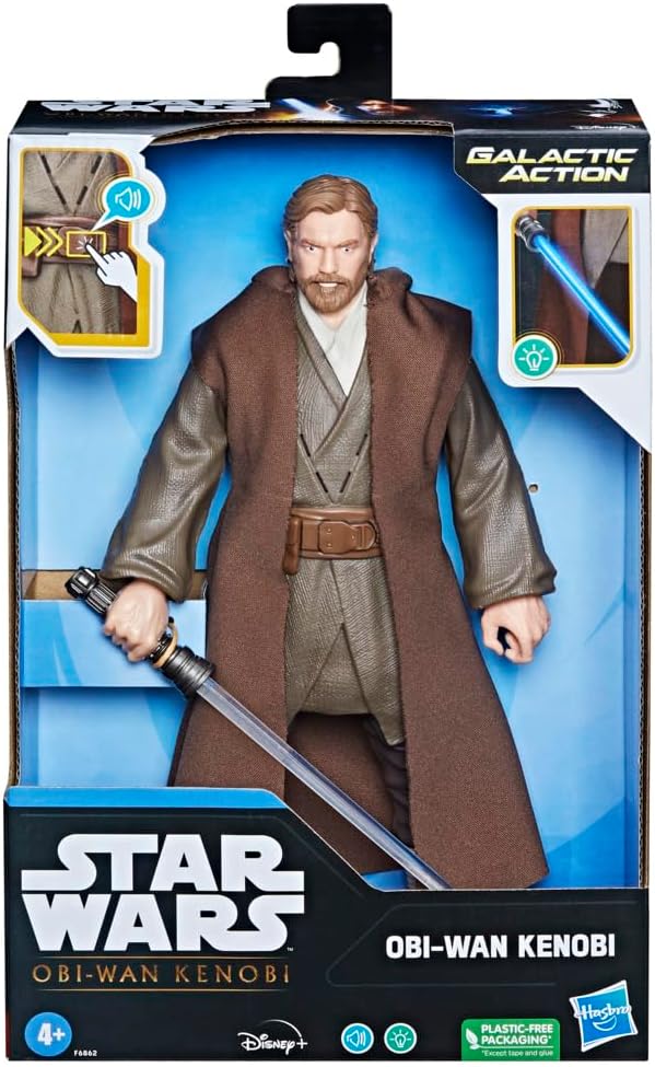 STAR WARS Galactic Action OBI-Wan Kenobi, 12-Inch-Scale Action Figure, Interactive Toys, Toys for 4-Year-Old Boys and Girls