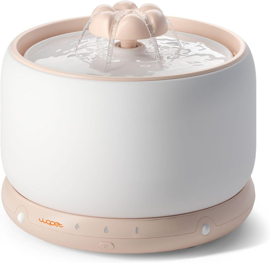 WOPET Wireless Cat Water Fountain, 3L/101oz Ceramic Automatic Pet Water Dispenser for Cats, Battery Operated Cordless Dog Water Fountain with Motion Sensor, Ultra Quiet Wireless Pump, Dishwasher Safe