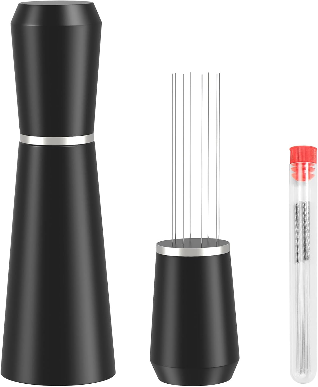 WDT Espresso Distribution Tool,Espresso Whisk with 8 Extra 0.35mm 304 Stainless Steel Needles，Espresso Comb Tool for Barista Black Coffee Ground Stirrer