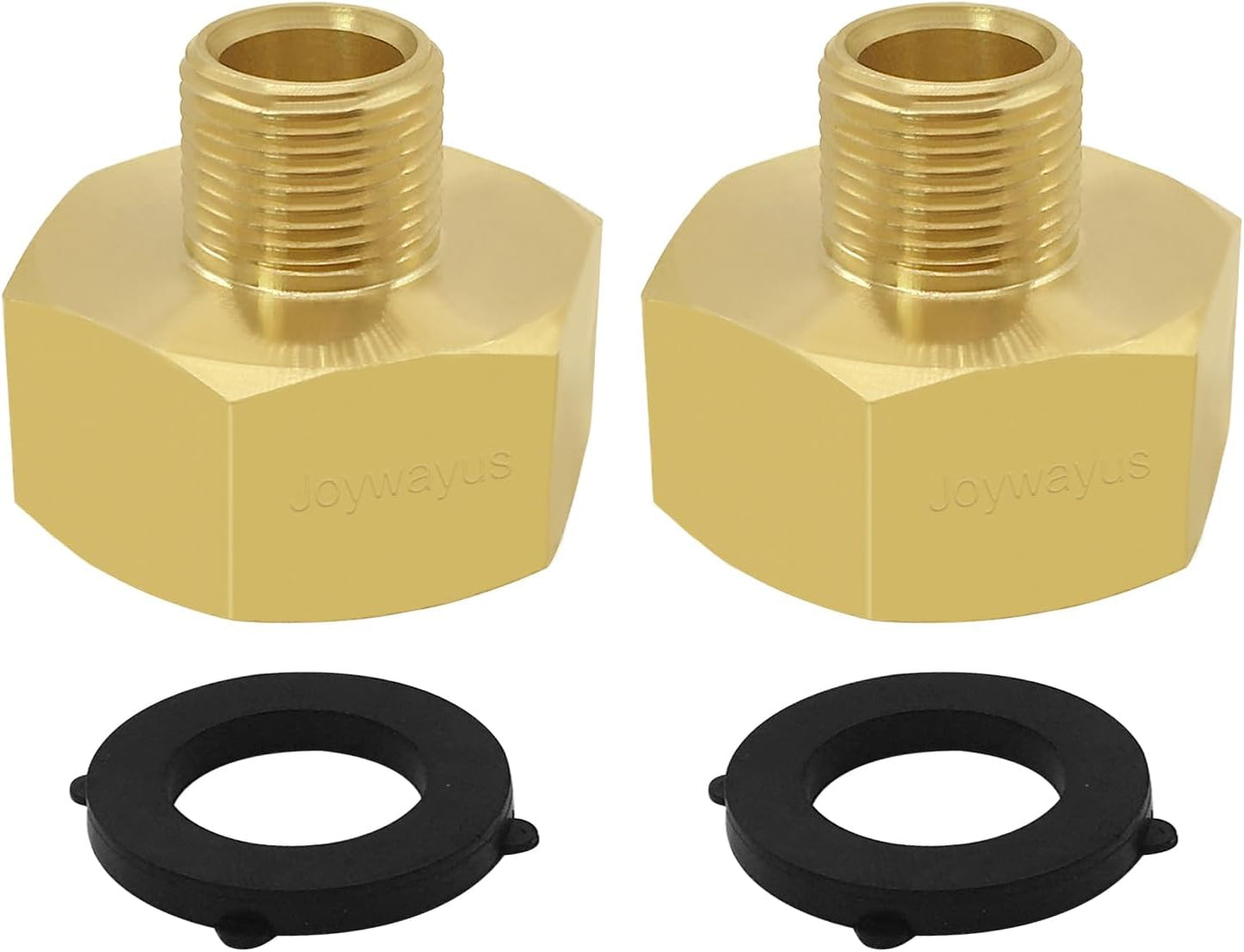Joywayus 2PCS 3/4 GHT Female to 3/8 Compression Male Thread Adapter Pipe Fitting, Brass Reducer Faucet Connector Water Hose Adapter, Supply Line to Garden Hose Adapter for RV Kitchen Bathroom Plumbing