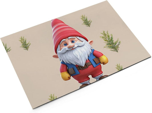 Dog Food Mat Pet Leather Tablecloth Cute Gnome Pet Feeding Mat Anti-Slip Dog Bowl Mats Absorbent Pet Placemats for Dogs Protect Floor Dogs Pad for Food and Water
