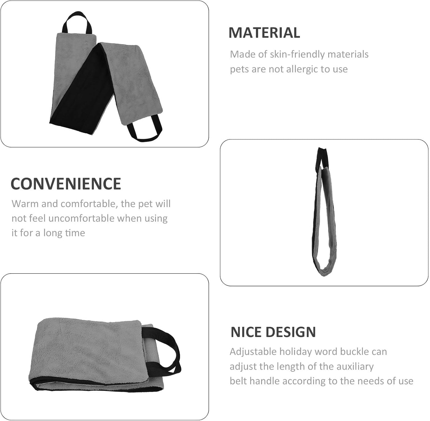 FAVOMOTO Dog Sling Harness for Injury, Portable Hip Support Pet Lift Strap with Comfortable Adjustable Design, Gray Rehabilitation Aid for Dogs and Cats
