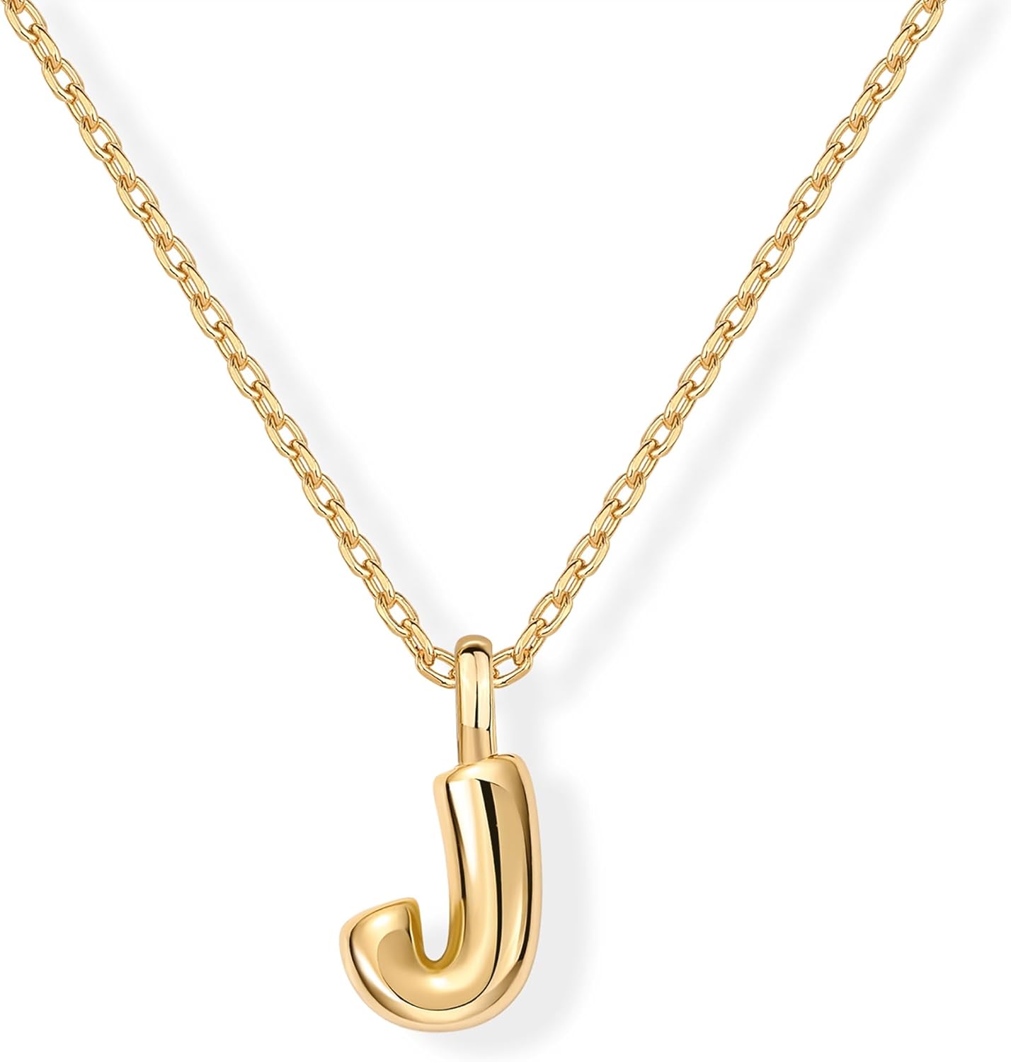 PAVOI 14K Gold Plated Dainty Chunky Bubble Initial Letter Pendant Necklace for Women | Alphabet Letter Necklace