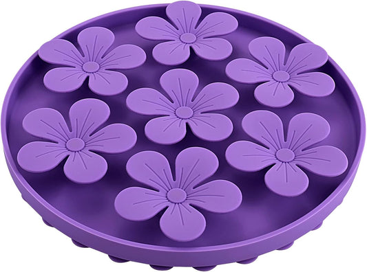 Slow Feeder,Cat Help Slow Down Eating Speed Cut Flower Silicone Rubber Cute Slow Feeder for Puppy/Cat/Dog