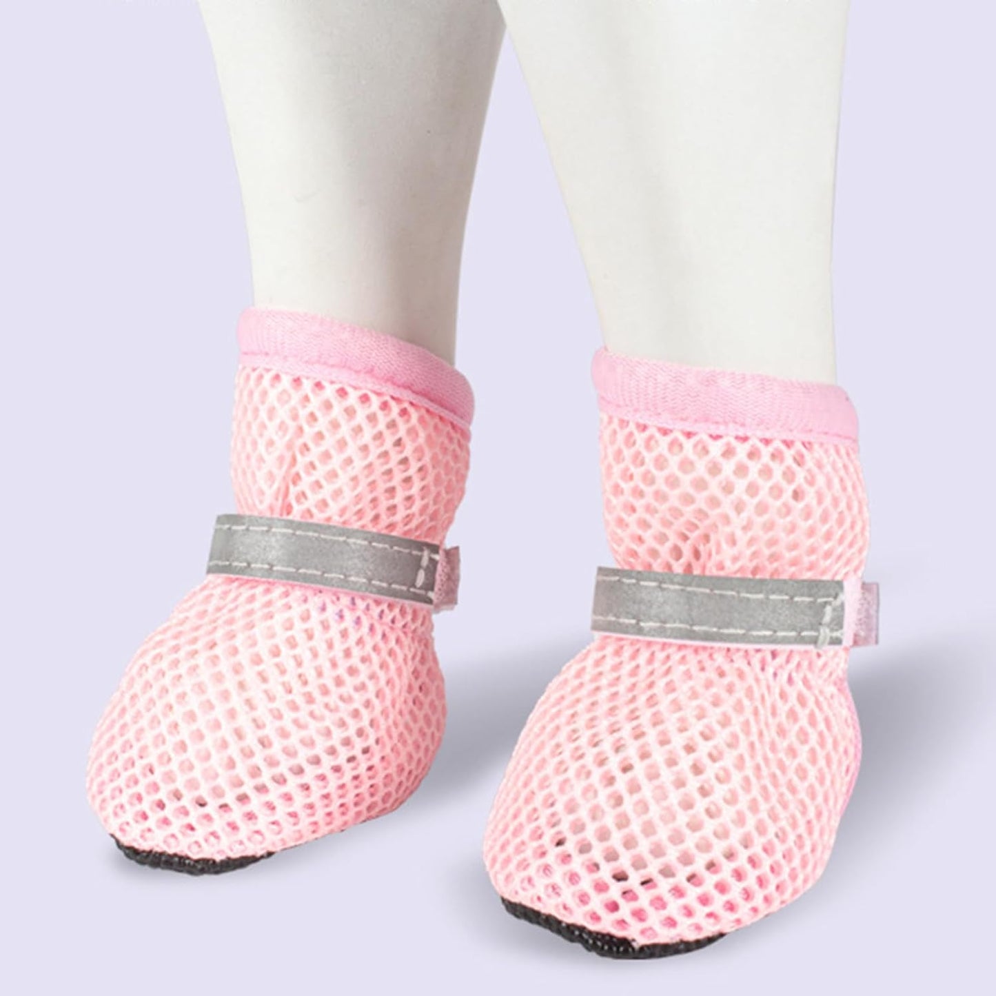 Breathable Dog Shoes,Summer Dog Paw Protector Anti-Slip Socks,Dog Outdoor Booties with Rubber Soles for Hiking and Running_M(Pink)