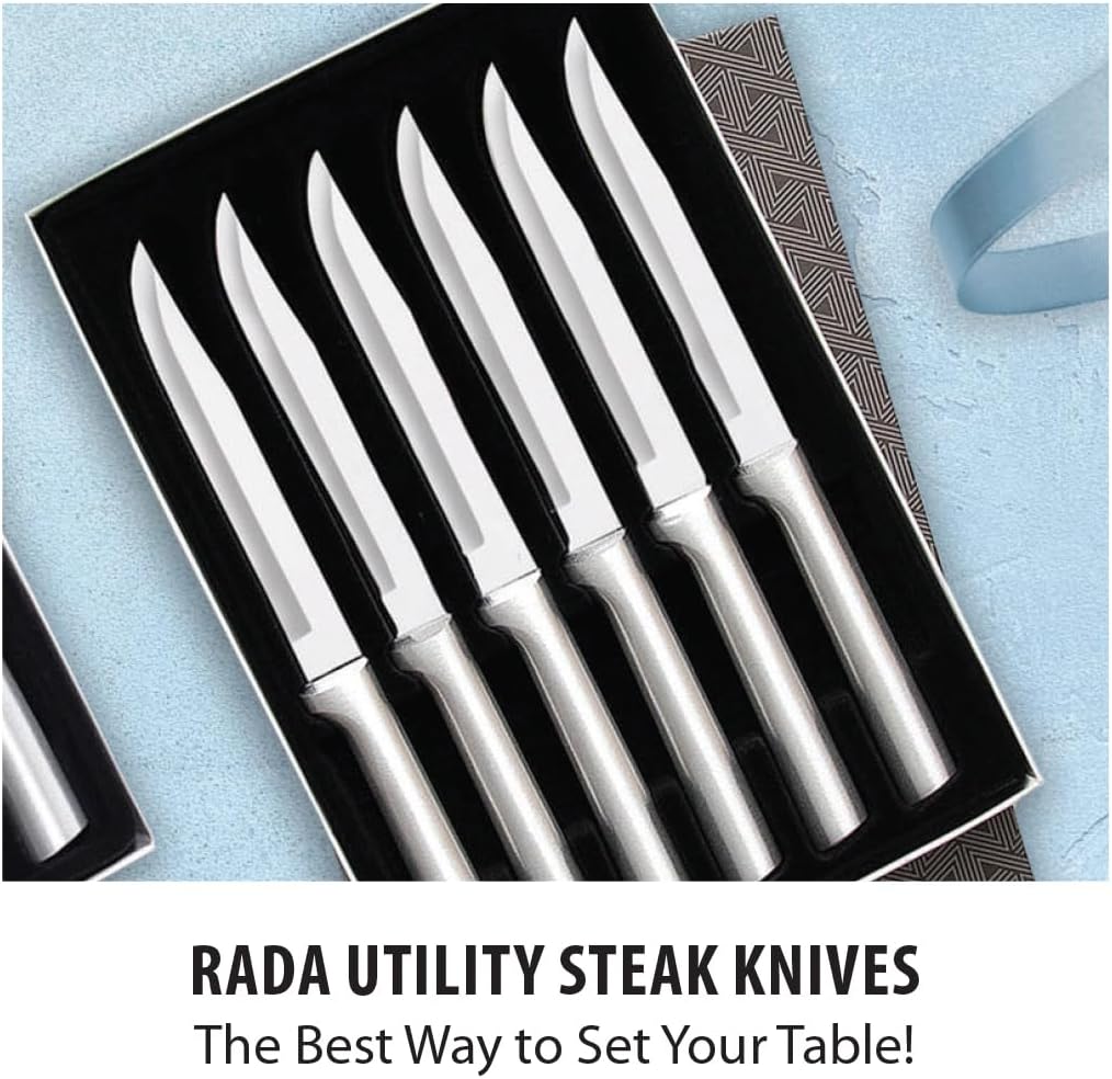 Rada Cutlery Six Utility/Steak Knives Gift Set (S06), 6-Piece Knife Set, Stainless Steel Blades, Silver Handle