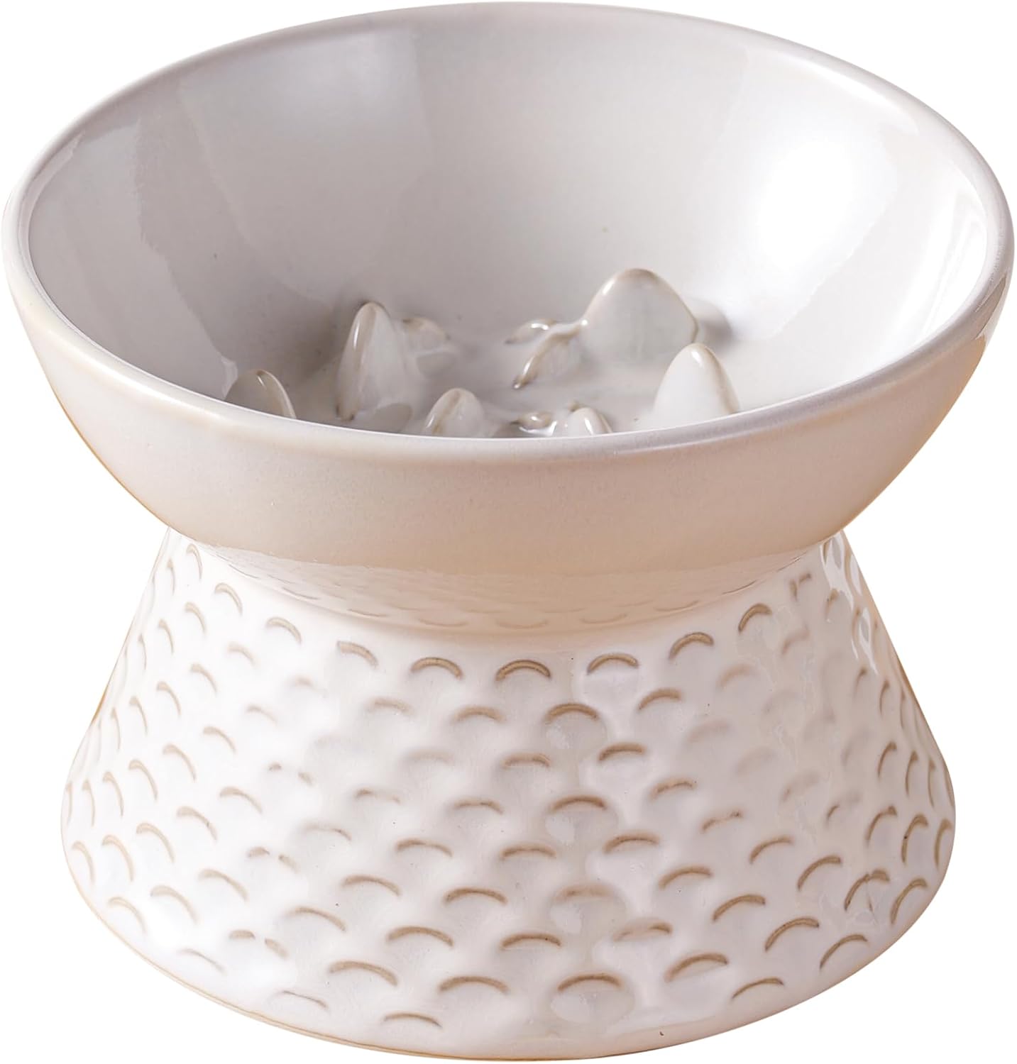Ceramic Cat Slow Feeder, Elevated Cat Food Bowl ，Samll Dog Bowl
