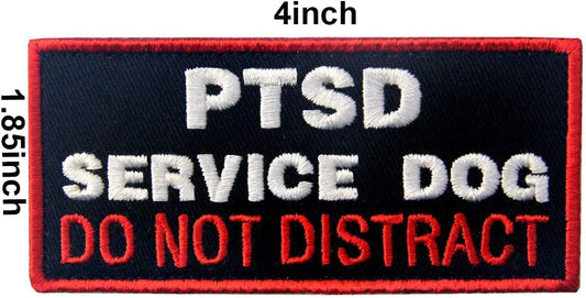 Service Dog PTSD Do Not Distract, Not All Disabilities are Visible, Stress Stress Anxiety Response Vests/Harnesses Emblem Embroidered Fastener Hook Loop Backing Patches