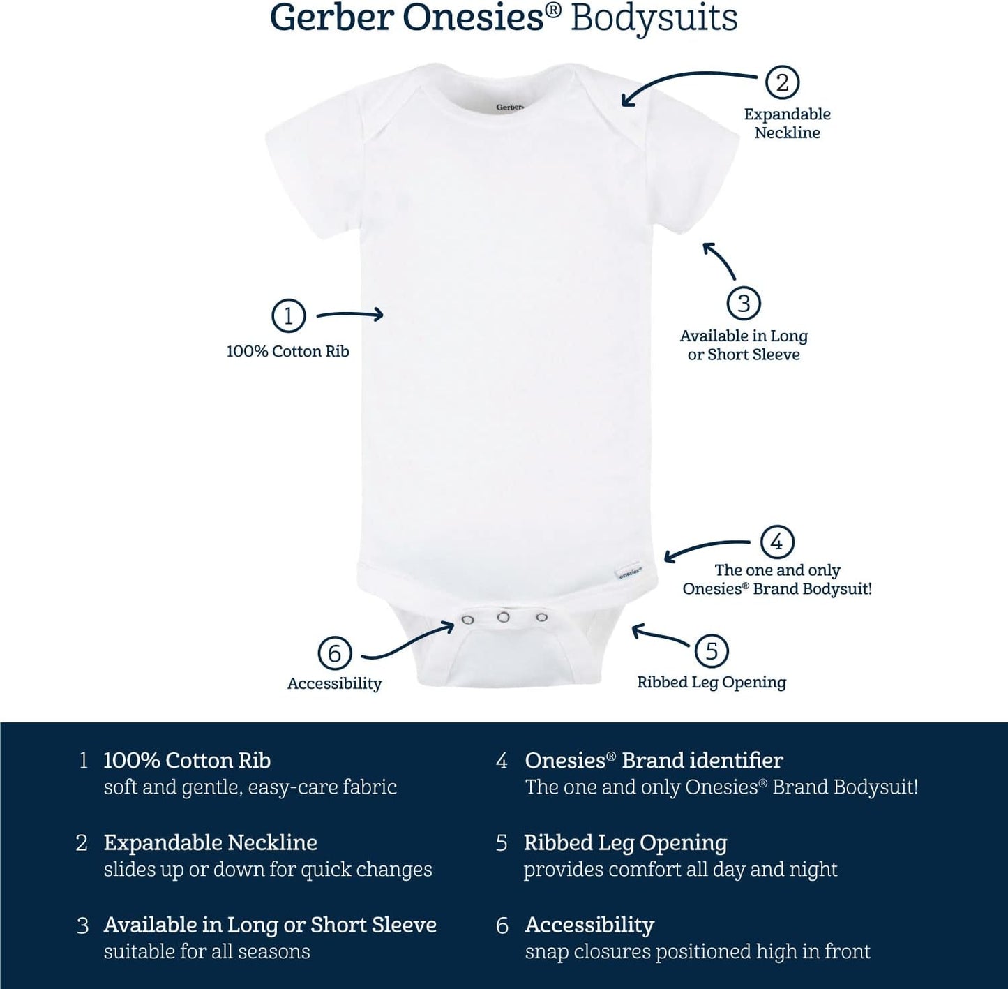Gerber Baby Boys 6-pack Long-sleeve Onesies Bodysuit