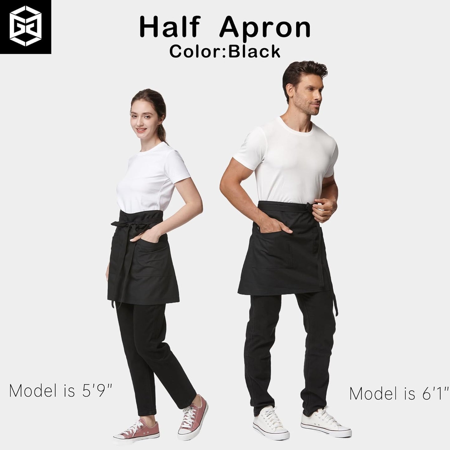 Unisex Half Bistro Apron Server Apron with Pockets Waterproof 4251BY