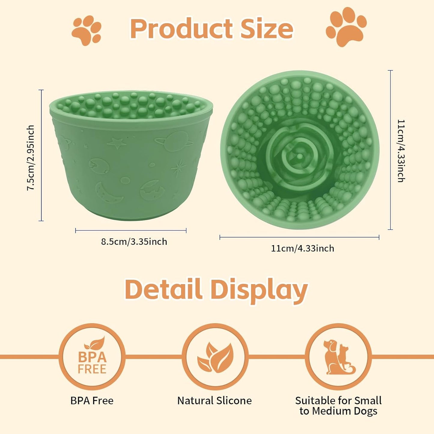 Dog Slow Feeder Lick Bowl,Anxiety Relief Treat Dispenser, Non-Slip Anti-chocking Pet Dish, Interactive Puzzle Toy for Small Medium Large Breed,Freezable BPA Free Silicone Dishwasher Safe