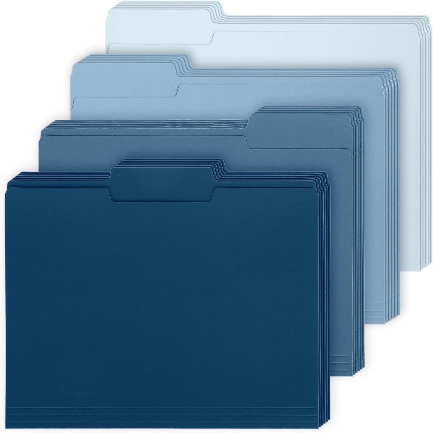 Whaline 24 Pack Dusty Blue File Folders Letter Size Gradient Blue File Pockets with 1/3 Cut Tab 8.9 x 11.6 Inch 4 Colors Documents Folders for Home Office Classroom Supplies