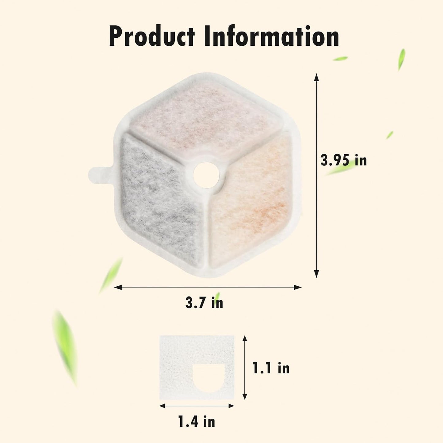 12+12 Filter & Sponges for Smartoo 152oz/4.5L Wireless Cat Water Fountain, Quadruple Filtration Cat Fountain Filter Replacement for Smartoo Replacement Filters