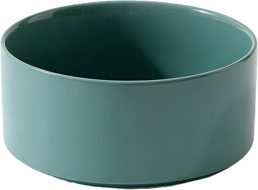 Premium Ceramic Pet Bowl – Non-Slip Anti-Skid Base, Easy Clean Food & Water Feeder for Dogs & Cats, Modern Dark Green, 13.5 oz