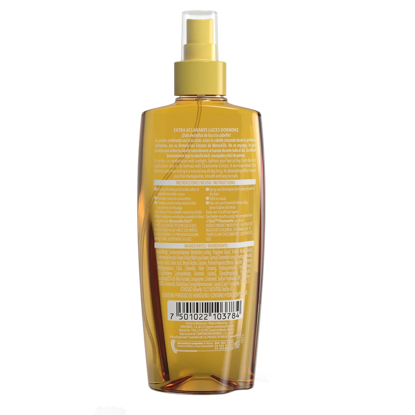 Grisi Manzanilla Hair Lotion Gold – Chamomile Hair Lightening Spray | Enhances Golden Highlights Naturally with Daily Use | Leave-In Detangler Spray for Soft, Shiny Hair | 8.4 Fl Oz, 2-Pack