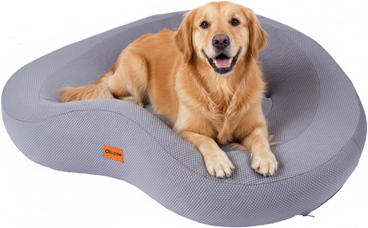 Talc-Free Memory Foam Orthopedic Dog Bed Pet Sofa - Washable Large Water Resistant Dog Cat Couch Sofa, Gray