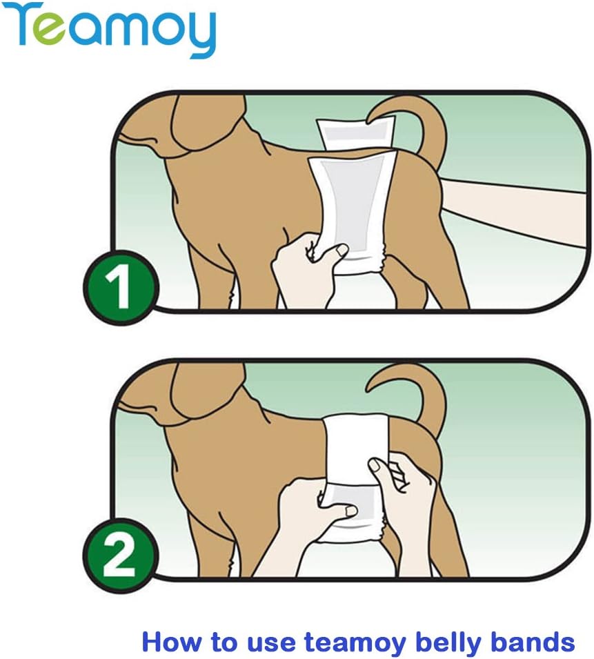 Teamoy Male Dog Belly Bands Washable 4-Pack, Reusable Dog Diapers Wraps for Incontinence & Marking (XS,7"-9" Waist)