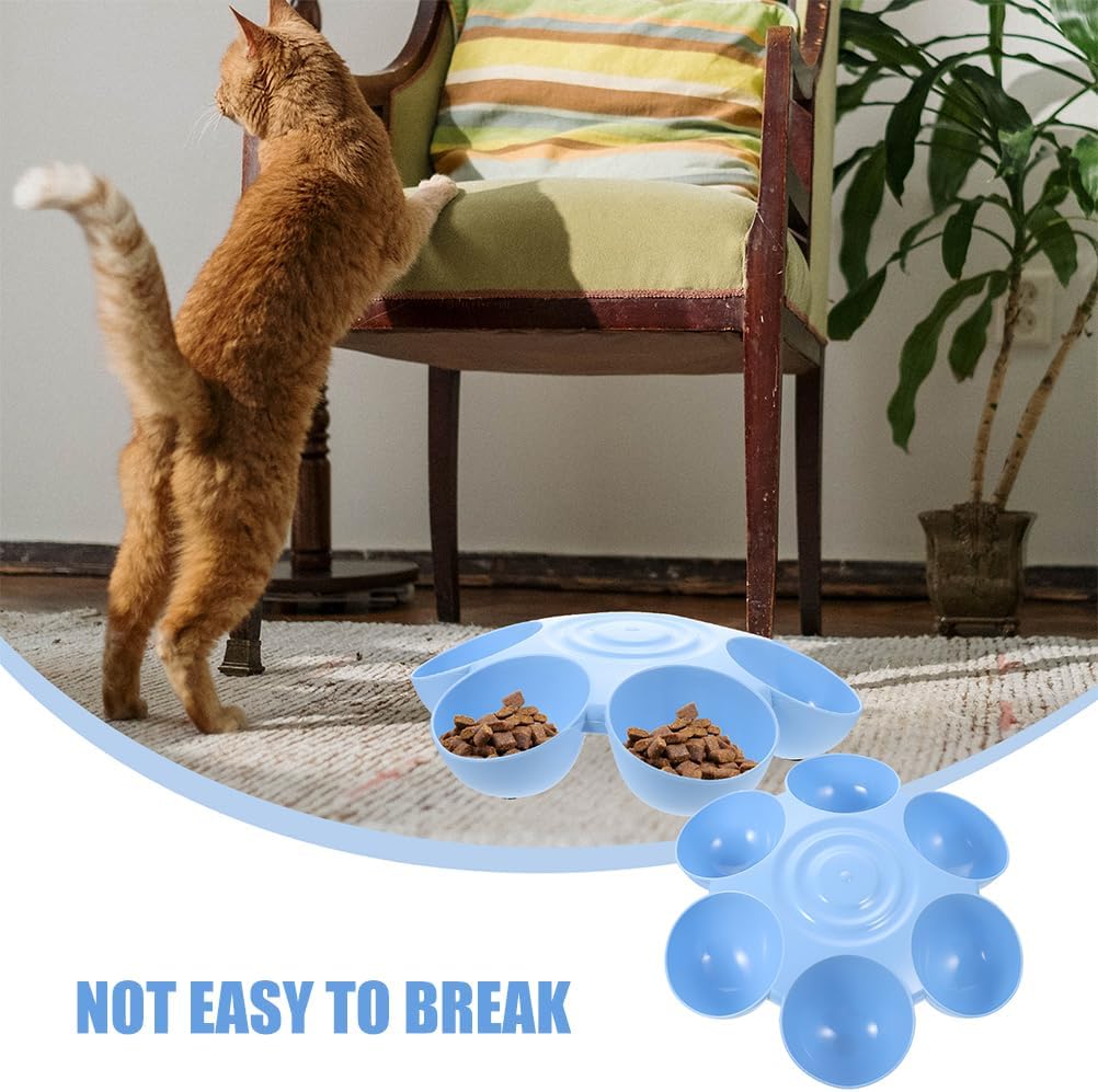 POPETPOP 2pcs Cat Food Water Bowls Plastic Dog Cat Feeder Bowls Multi- Feeder 6-Meal Kitten Food Dishes Petals Shaped Dog Bowl Blue